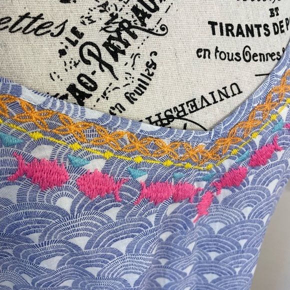 Tori Richard Cotton Dress with Double leg Slit and Built in Short Slip Large - Picture 2 of 13